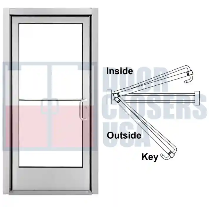 Left Hand Double Acting<br> (Door Swings In & Out)