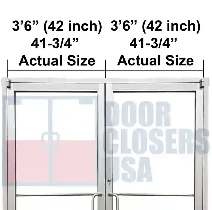 H.	7’-0”  Double Door Width, 41-3/4” Actual Size Doors